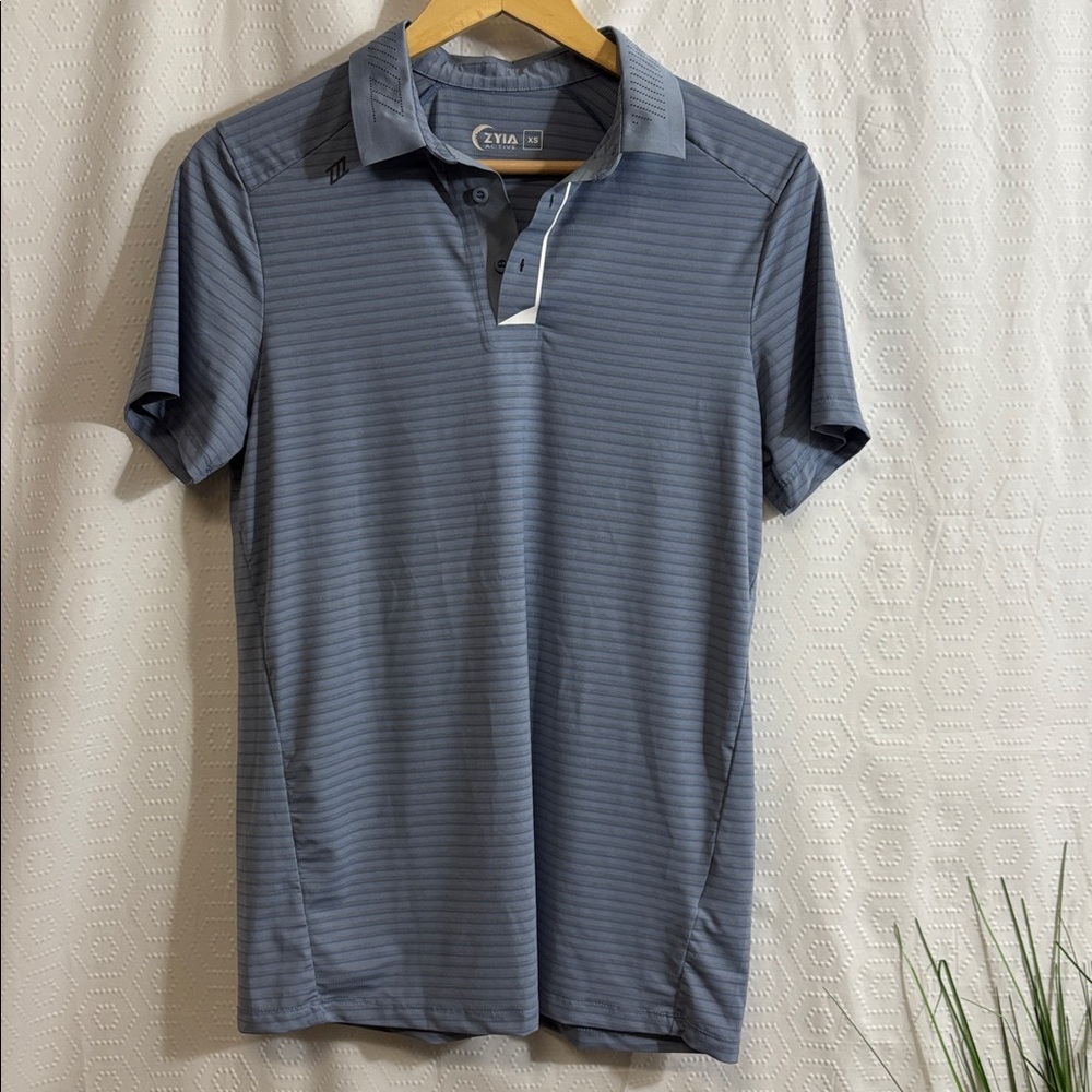 Zyia Active Men’s Quarter Button Collared Blue Shirt